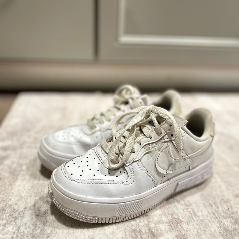 White Reflective Air Forces 1s 🤍